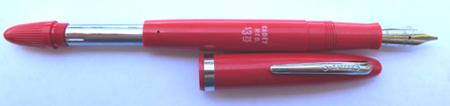 SHEAFFER CADET TOUCHDOWN FILLING FOUNTAIN PEN WITH STUB MANIFOLD NIB IN CHERRY RED